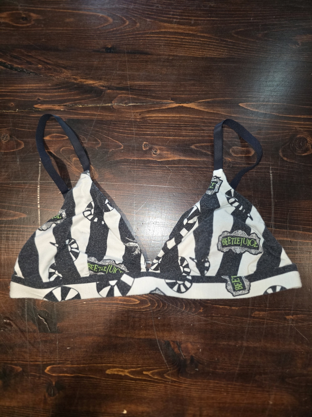 MeUndies x Beetlejuice Bralette | Striped Sandworm Print | Size Medium